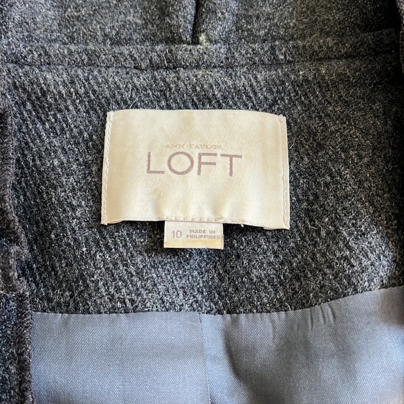Loft Grey Ruffle Trim Wool Blend Jacket - 10 - Picture 5 of 6